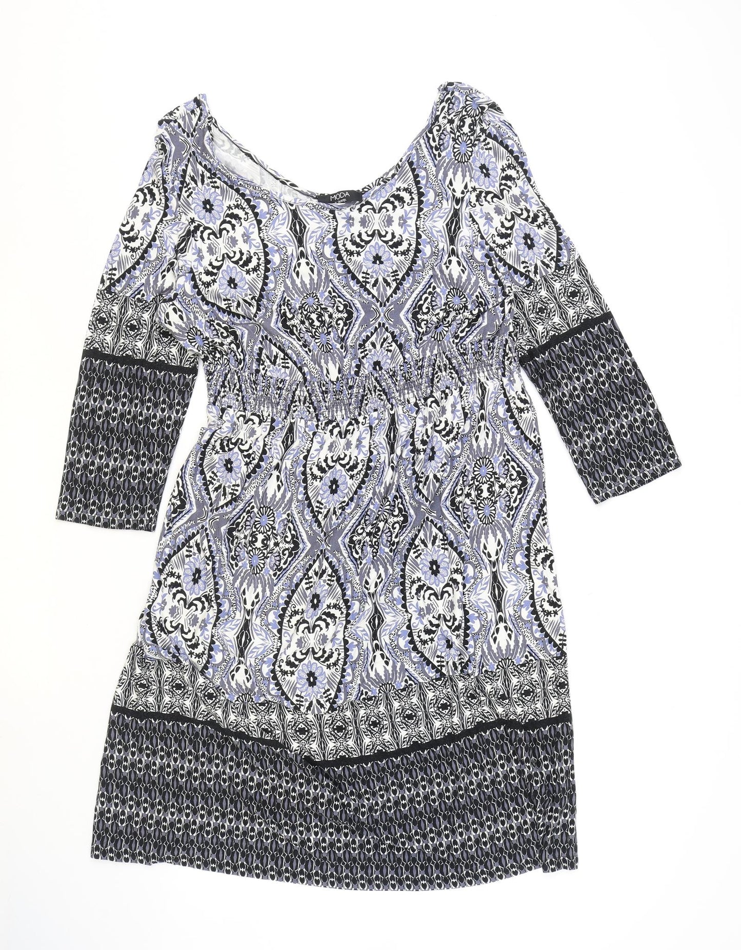 George Womens Multicoloured Geometric Viscose Fit & Flare Size 18 Scoop Neck Pullover