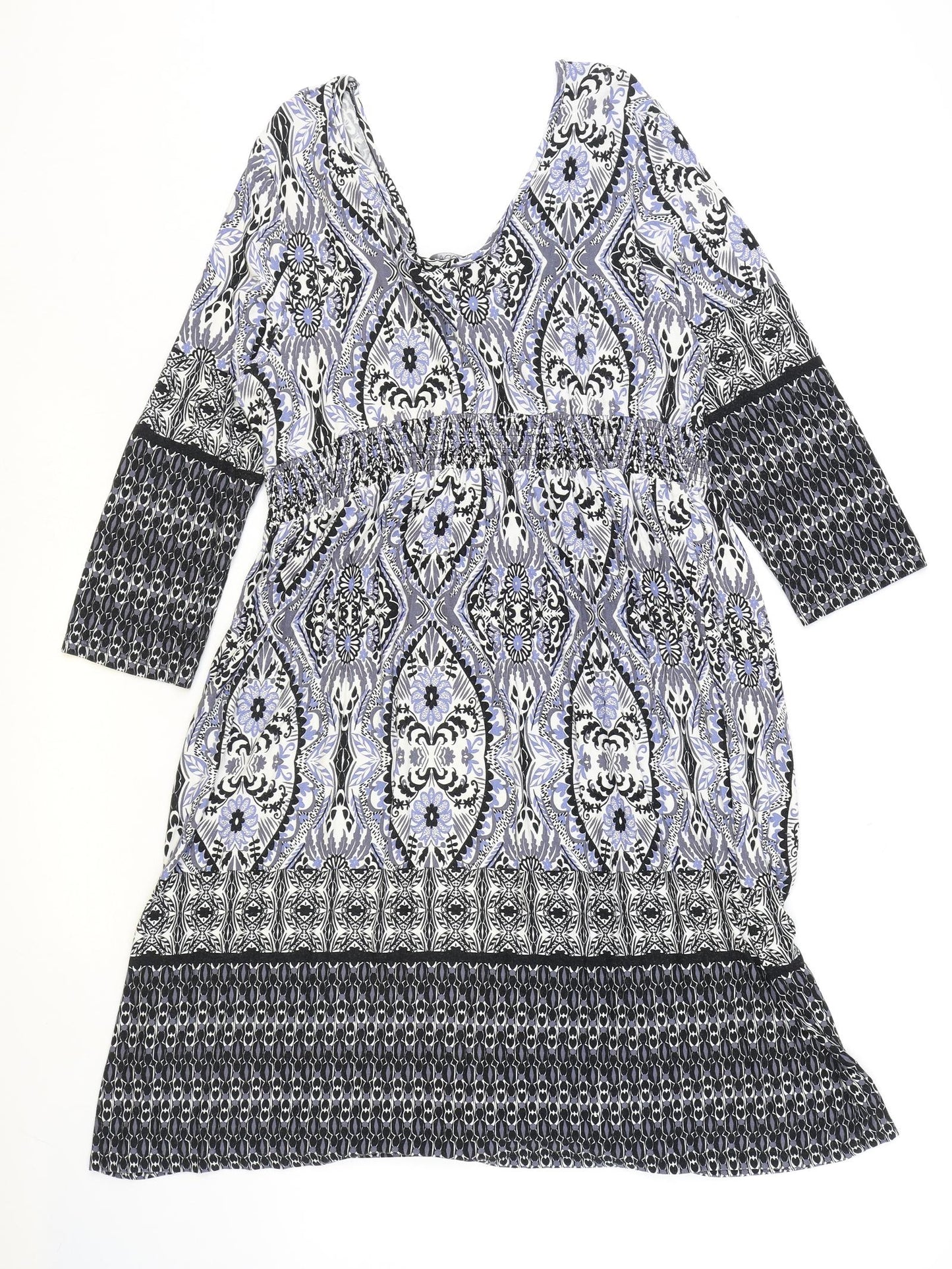 George Womens Multicoloured Geometric Viscose Fit & Flare Size 18 Scoop Neck Pullover