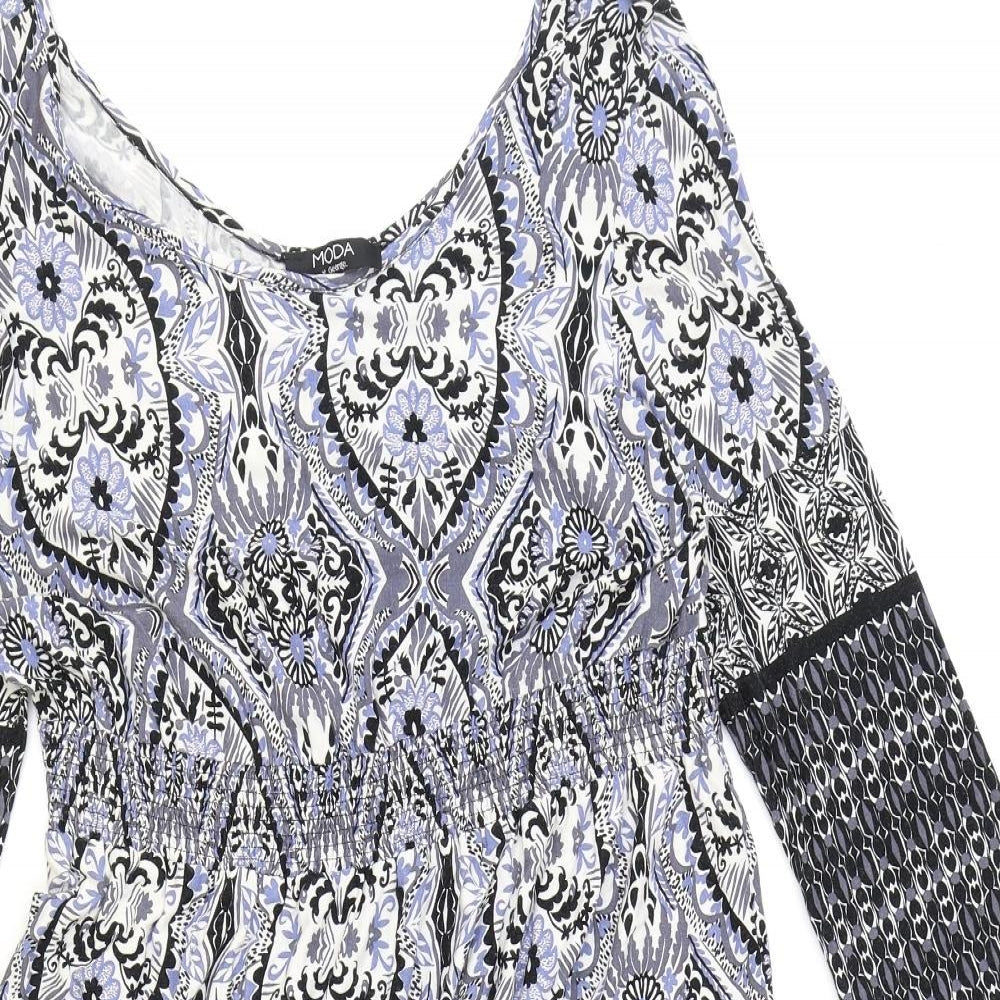 George Womens Multicoloured Geometric Viscose Fit & Flare Size 18 Scoop Neck Pullover