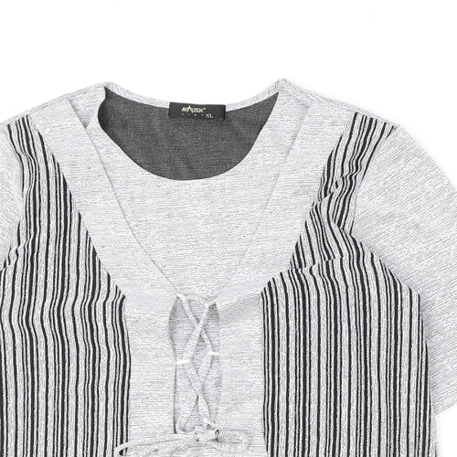 Maltex Womens Grey Polyester Basic T-Shirt Size XL Round Neck