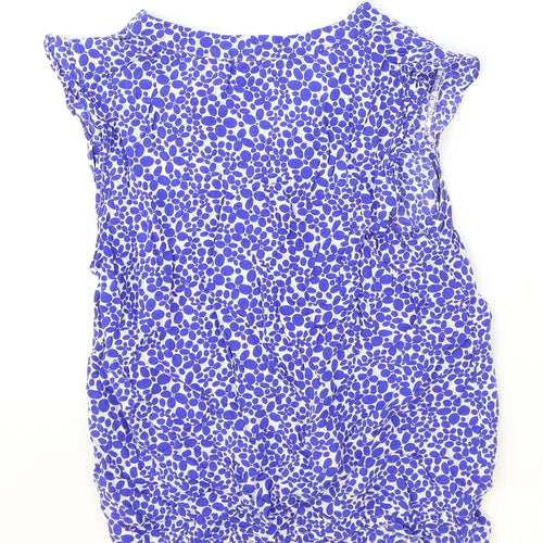 LITTLE MISS CAPTAIN Womens Blue Geometric Viscose Basic Blouse Size XS V-Neck