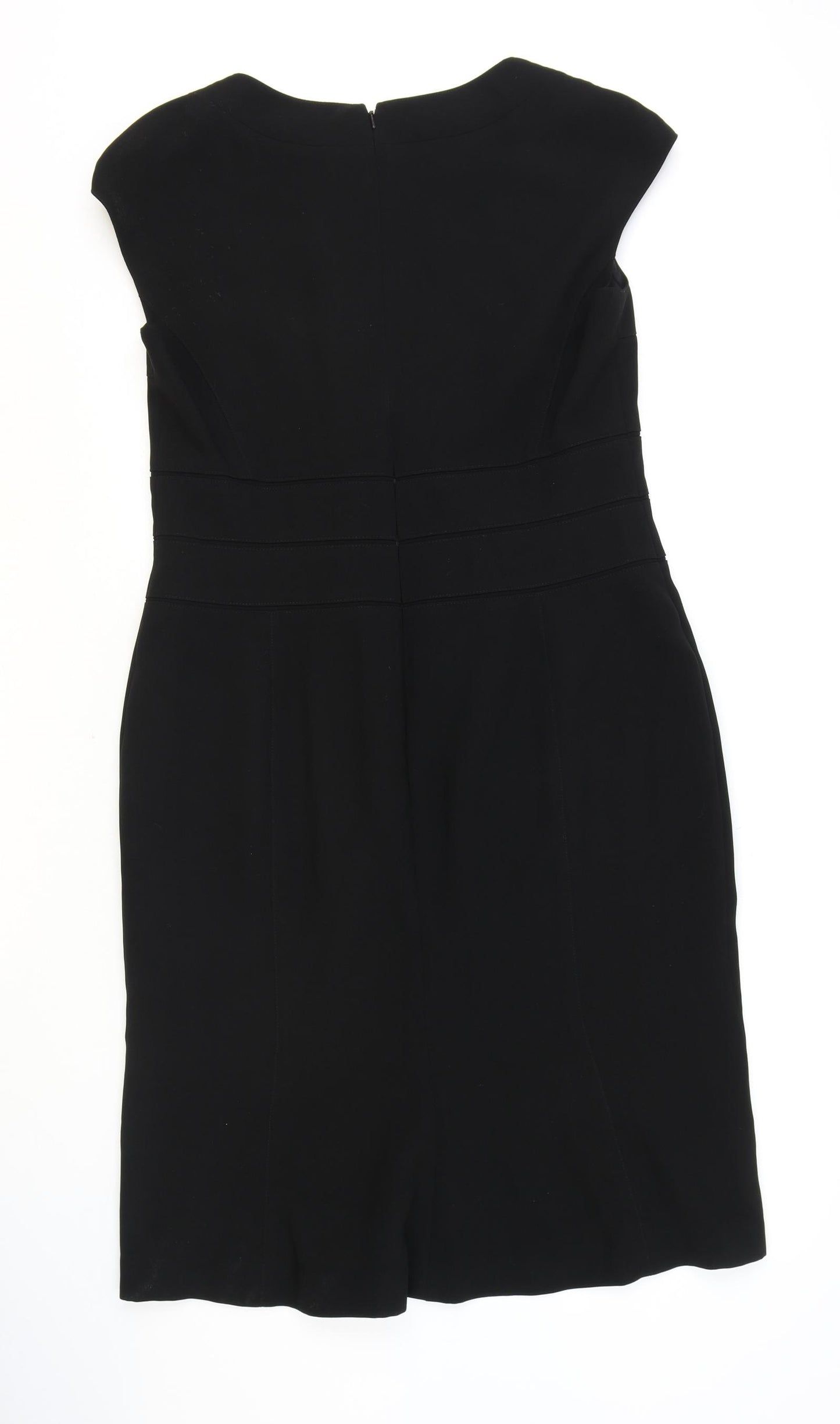 Marks and Spencer Womens Black Polyester Pencil Dress Size 16 Square Neck Zip