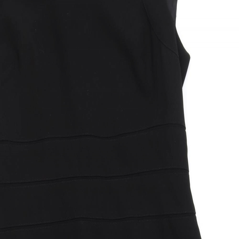 Marks and Spencer Womens Black Polyester Pencil Dress Size 16 Square Neck Zip