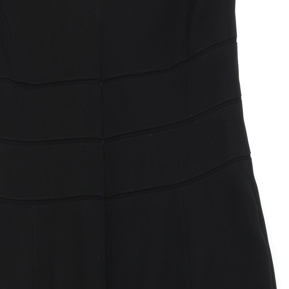 Marks and Spencer Womens Black Polyester Pencil Dress Size 16 Square Neck Zip