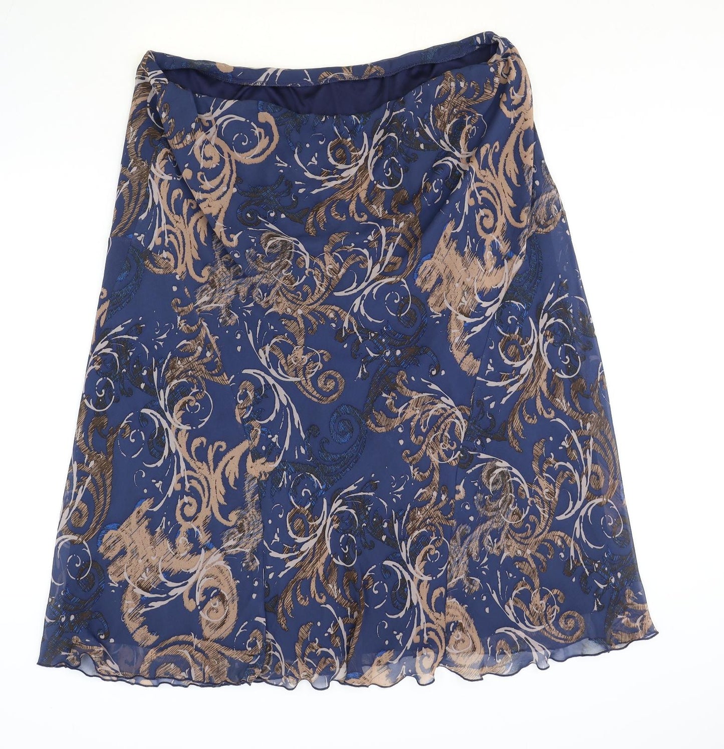 Marks and Spencer Womens Blue Geometric Polyester Swing Skirt Size 22
