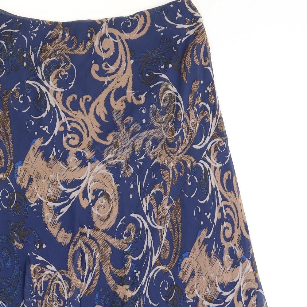 Marks and Spencer Womens Blue Geometric Polyester Swing Skirt Size 22