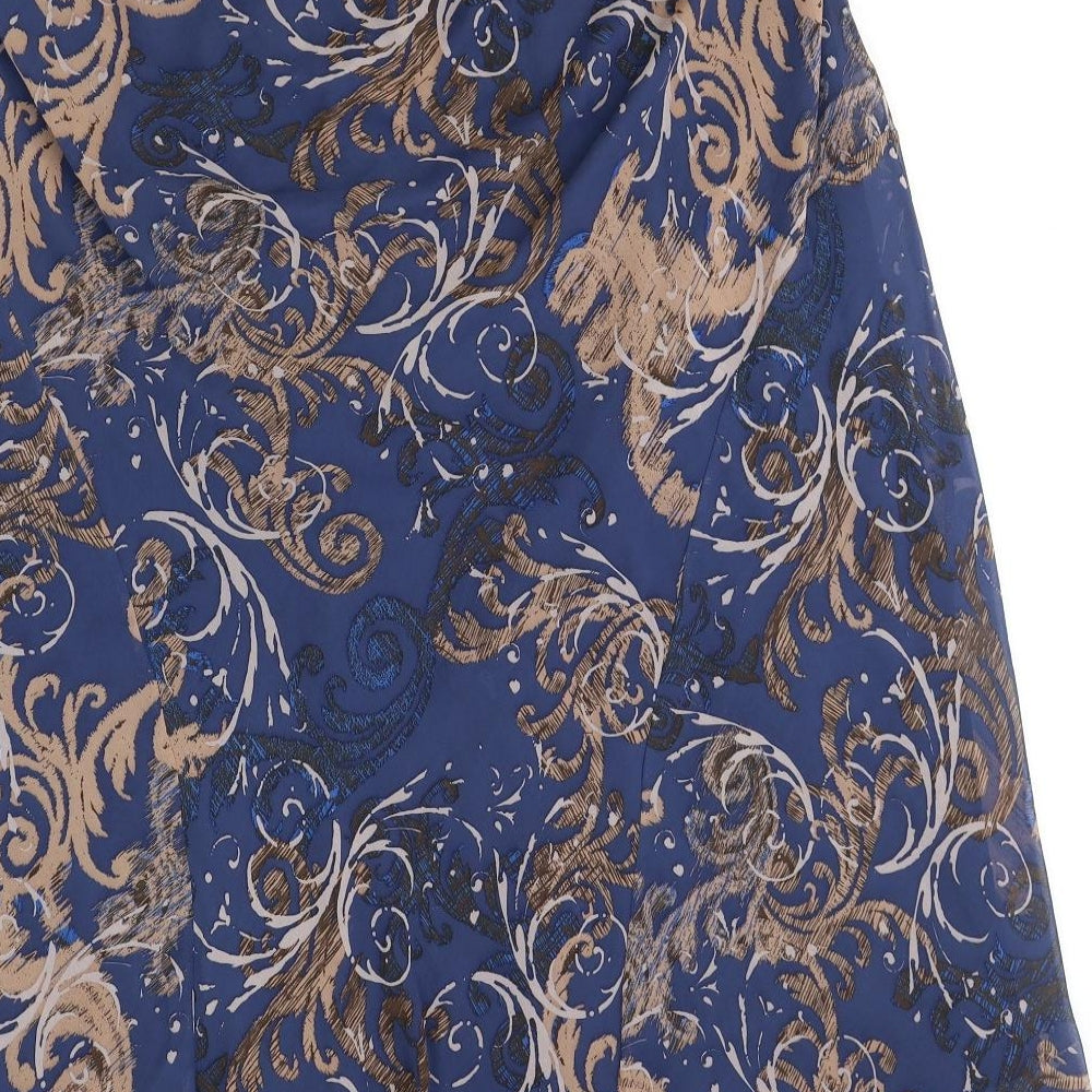 Marks and Spencer Womens Blue Geometric Polyester Swing Skirt Size 22