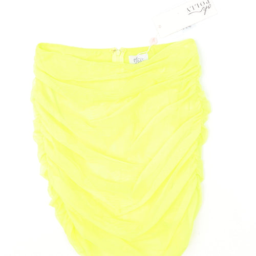 Oh Polly Womens Yellow Polyester Bandage Skirt Size 12 Zip