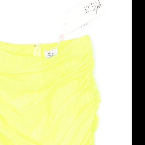 Oh Polly Womens Yellow Polyester Bandage Skirt Size 12 Zip