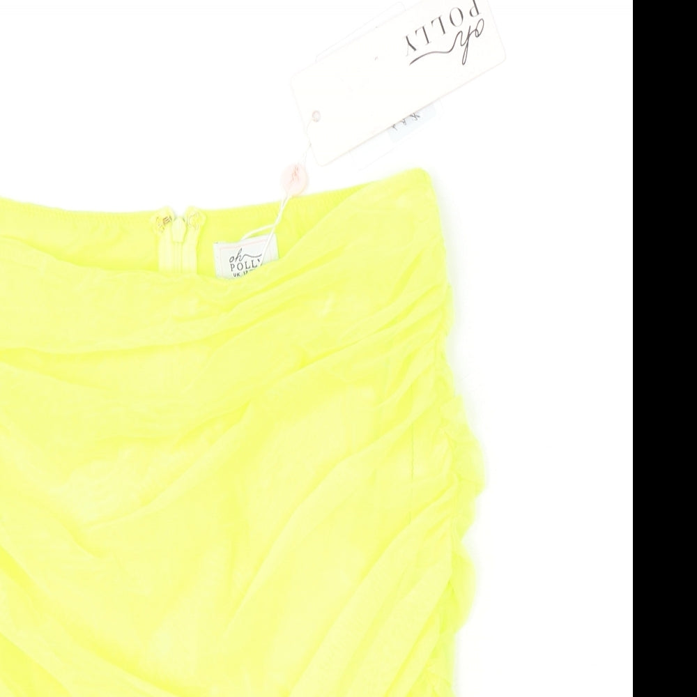 Oh Polly Womens Yellow Polyester Bandage Skirt Size 12 Zip