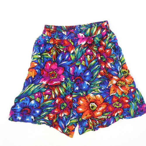 Preworn Womens Multicoloured Floral Viscose Bermuda Shorts Size 27 in Regular Zip