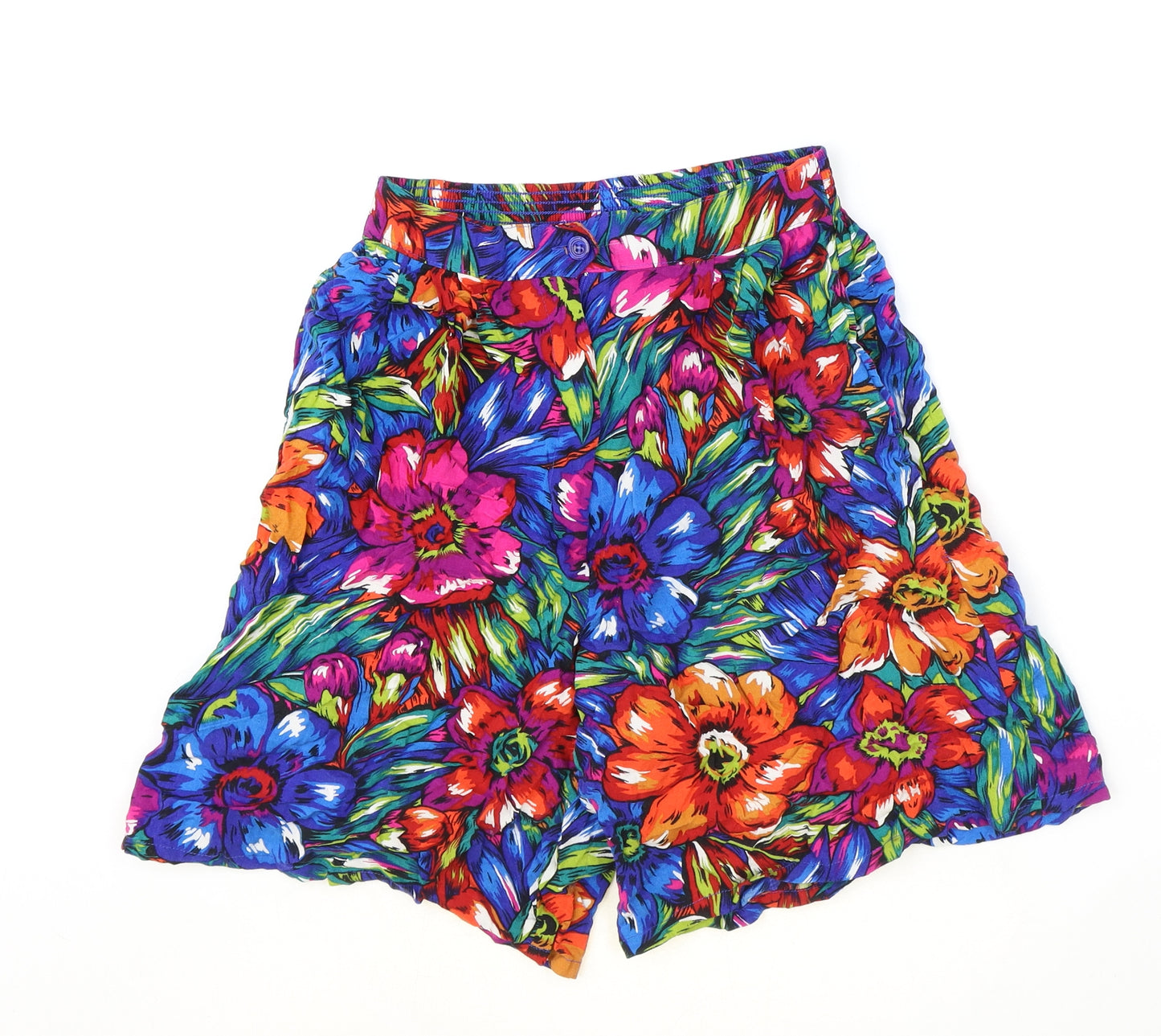 Preworn Womens Multicoloured Floral Viscose Bermuda Shorts Size 27 in Regular Zip