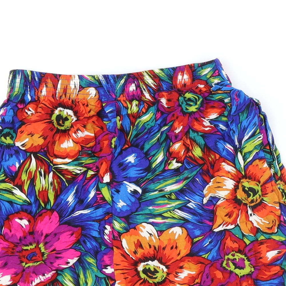 Preworn Womens Multicoloured Floral Viscose Bermuda Shorts Size 27 in Regular Zip