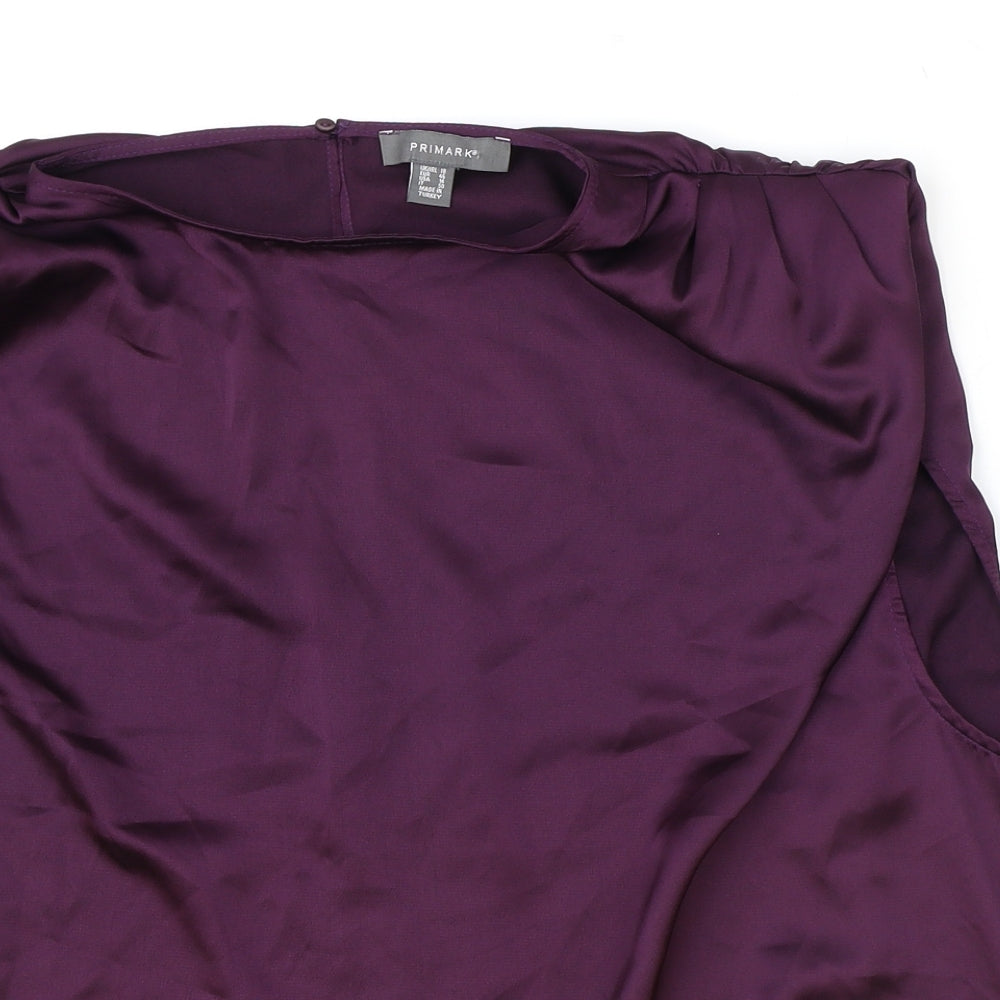 Primark Womens Purple Polyester Basic Tank Size 18 Boat Neck