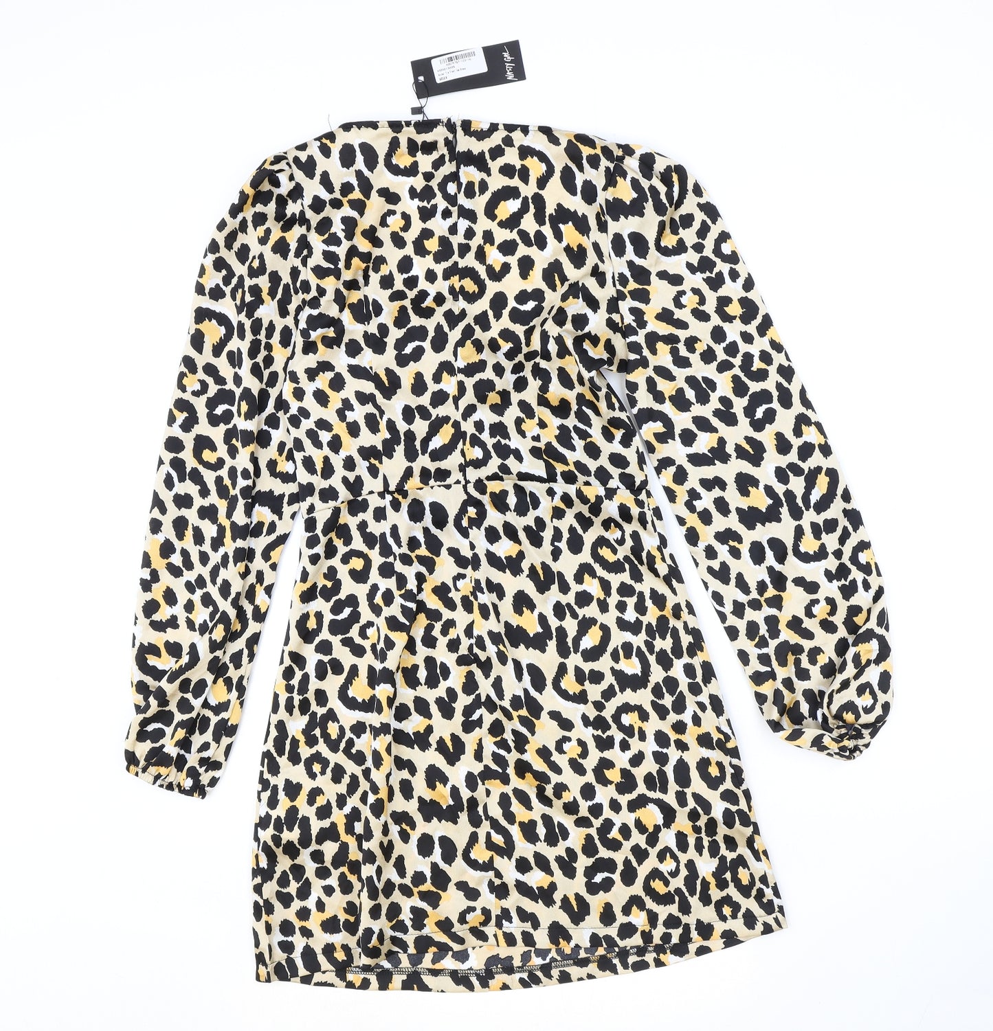 Nasty Gal Womens Brown Animal Print Polyester A-Line Size 8 V-Neck Zip - Leopard print