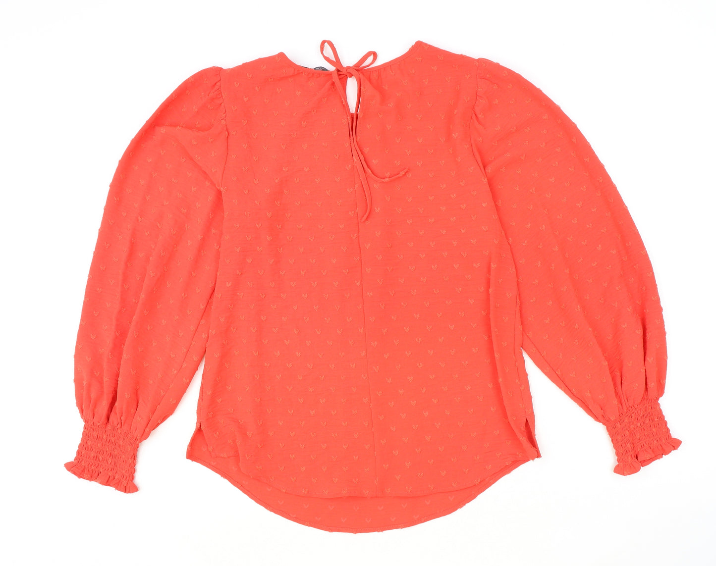 Marks and Spencer Womens Red Polyester Basic Blouse Size 8 Scoop Neck