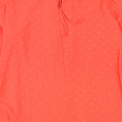 Marks and Spencer Womens Red Polyester Basic Blouse Size 8 Scoop Neck