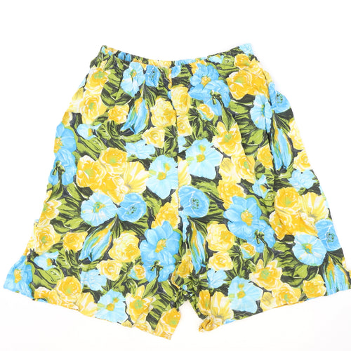Preworn Womens Multicoloured Floral Polyester Culotte Shorts Size L Regular Pull On