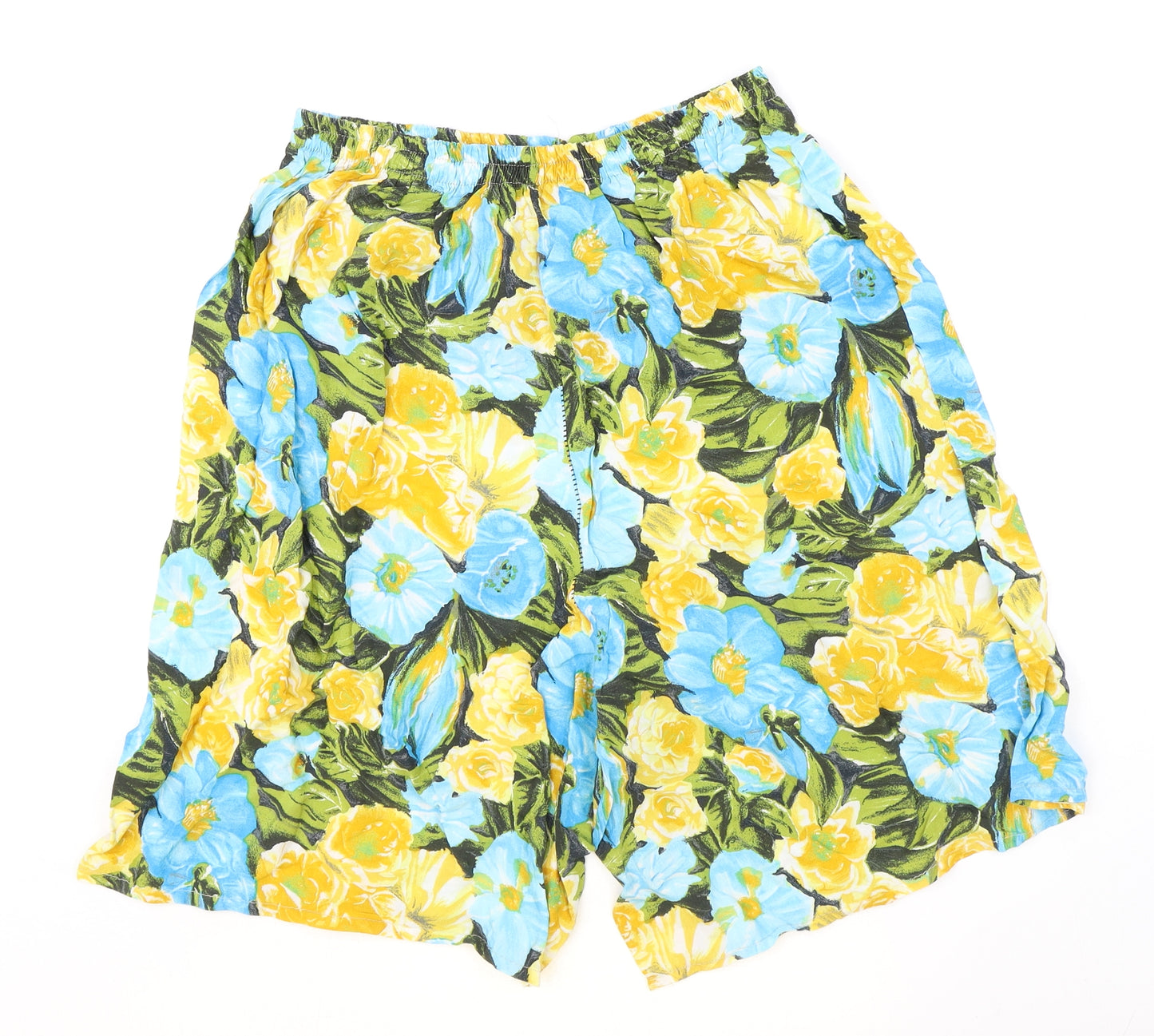 Preworn Womens Multicoloured Floral Polyester Culotte Shorts Size L Regular Pull On
