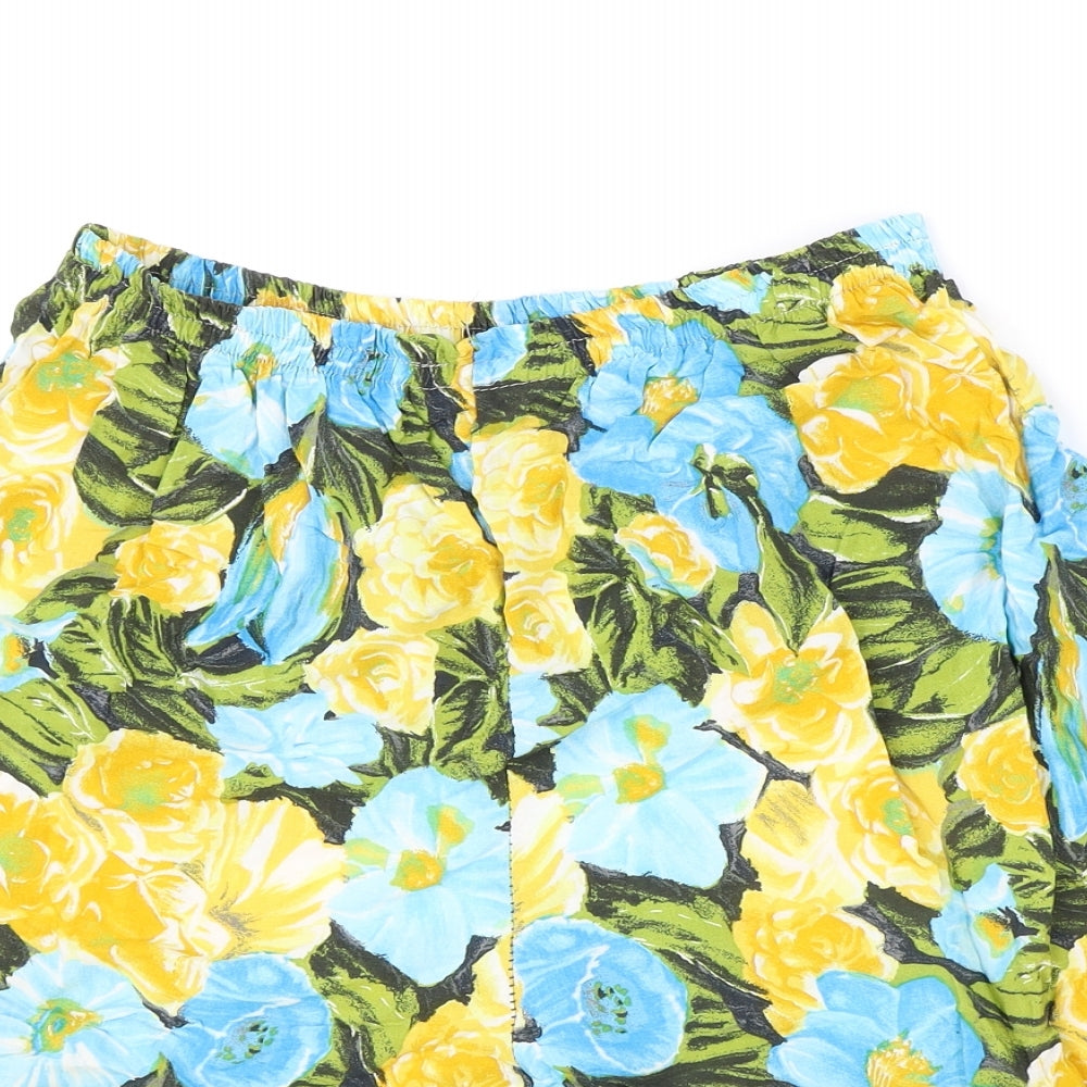 Preworn Womens Multicoloured Floral Polyester Culotte Shorts Size L Regular Pull On