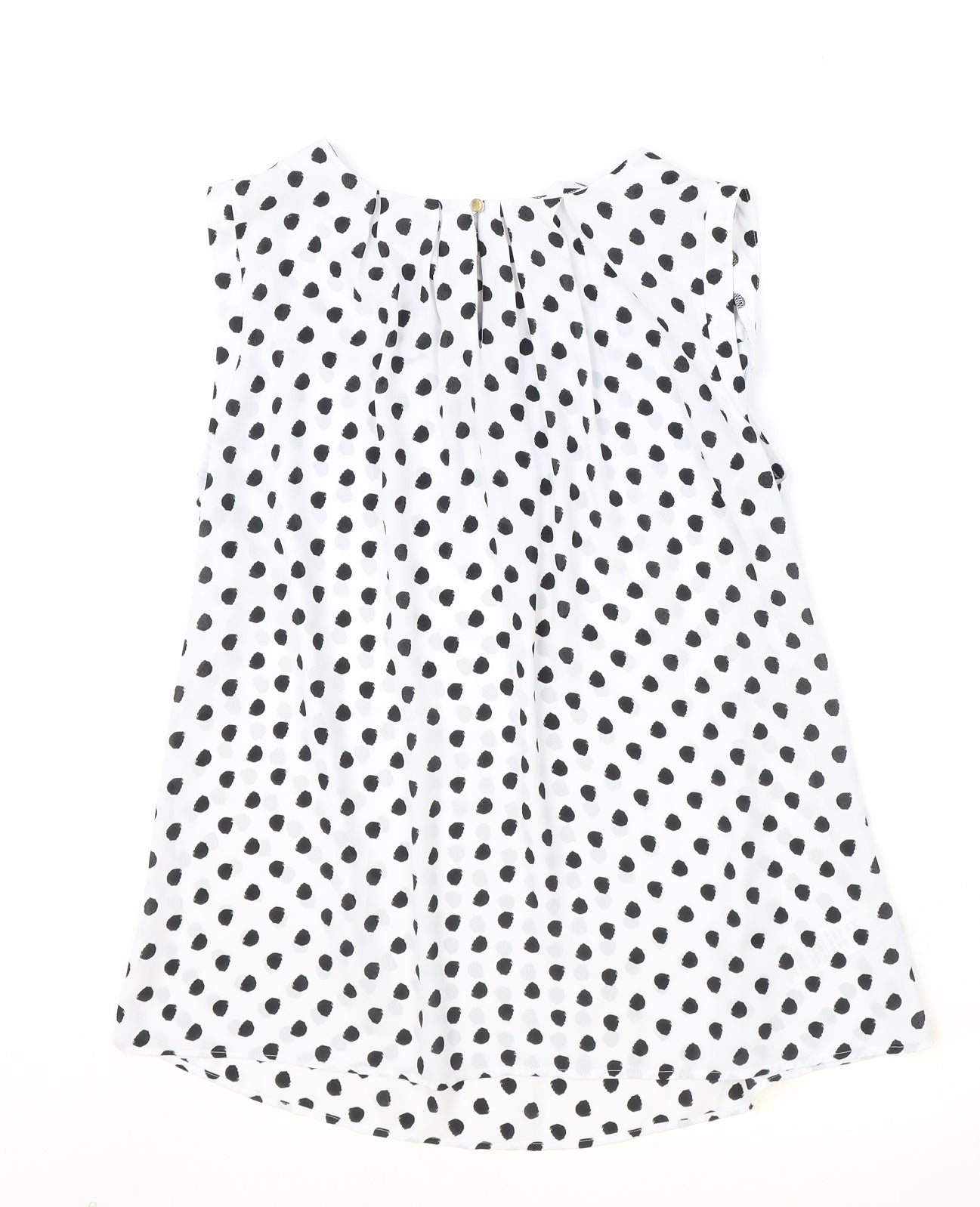 Marks and Spencer Womens Ivory Polka Dot Polyester Basic Blouse Size 12 Round Neck