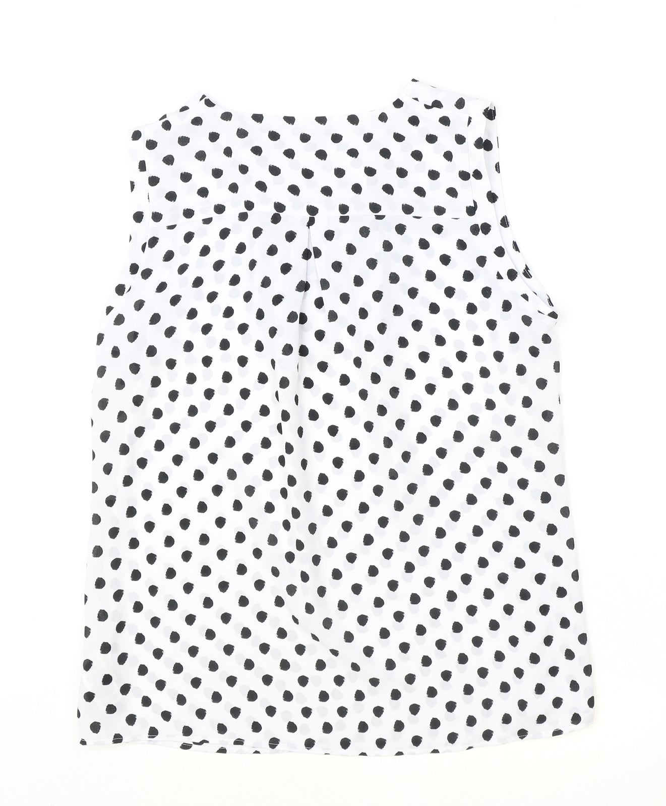 Marks and Spencer Womens Ivory Polka Dot Polyester Basic Blouse Size 12 Round Neck