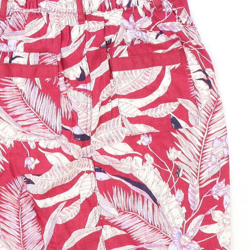 NEXT Womens Red Floral Cotton Straight & Pencil Skirt Size 8 Zip