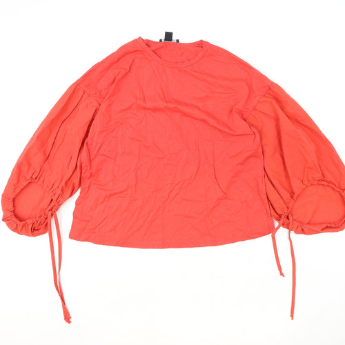 Atmosphere Womens Red Polyester Basic Blouse Size 10 Round Neck