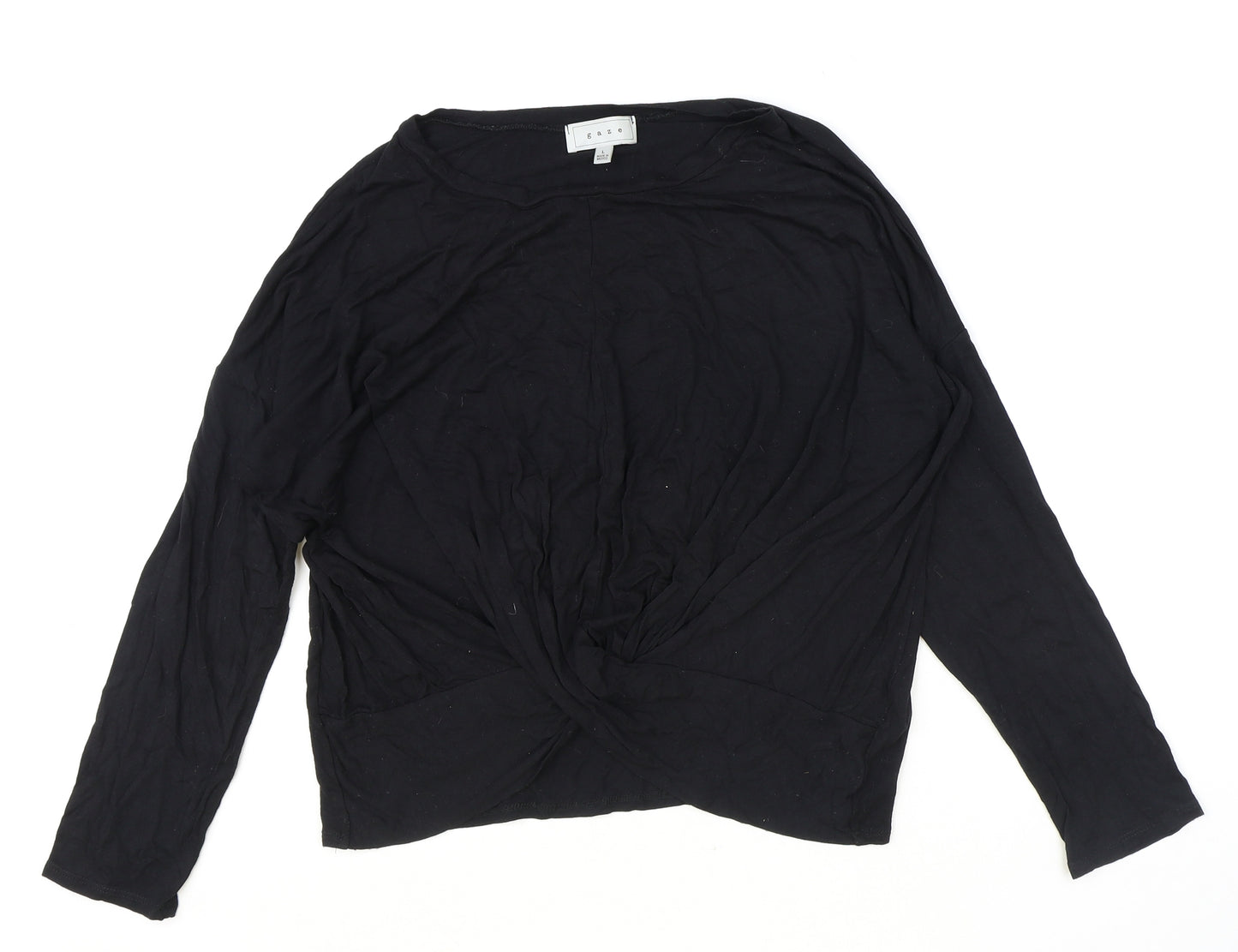 Graze Womens Black Polyester Basic T-Shirt Size L Round Neck