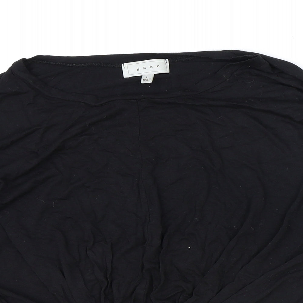 Graze Womens Black Polyester Basic T-Shirt Size L Round Neck