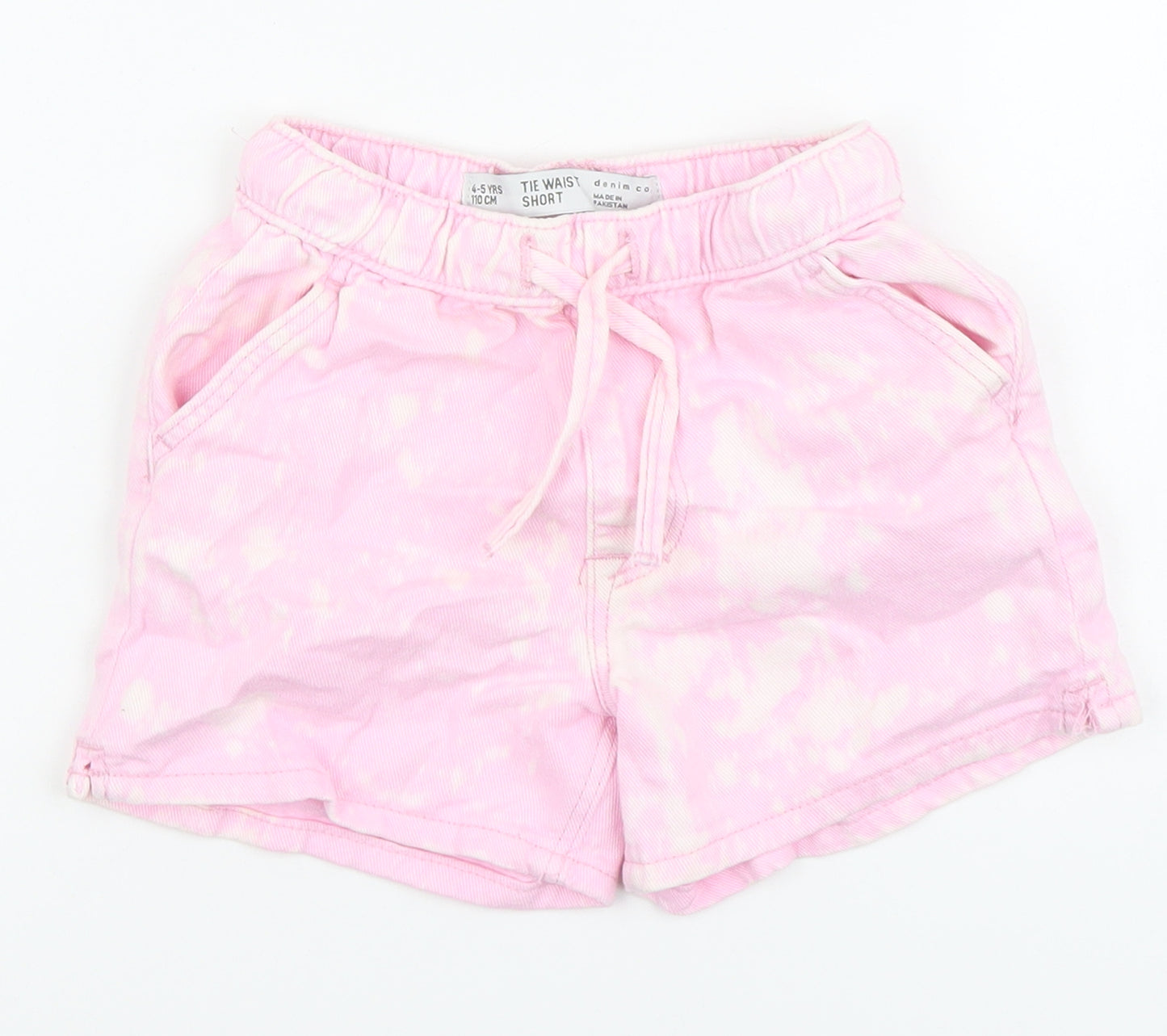 Denim & Co. Girls Pink Cotton Sweat Shorts Size 3-4 Years Regular Drawstring