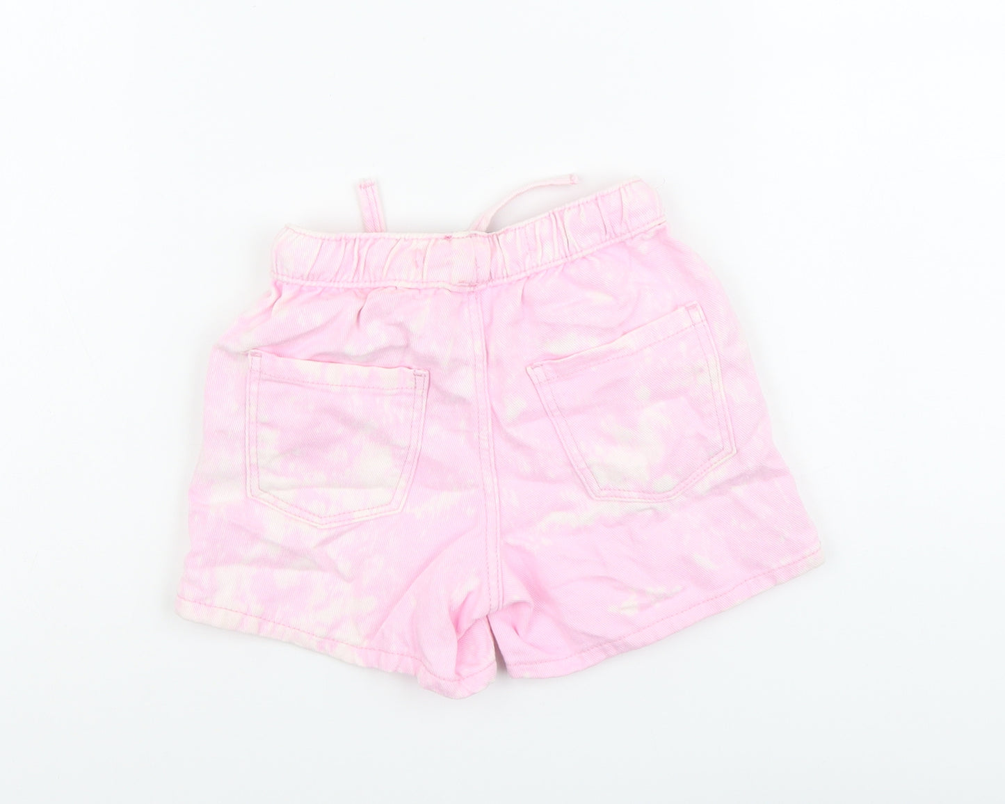 Denim & Co. Girls Pink Cotton Sweat Shorts Size 3-4 Years Regular Drawstring