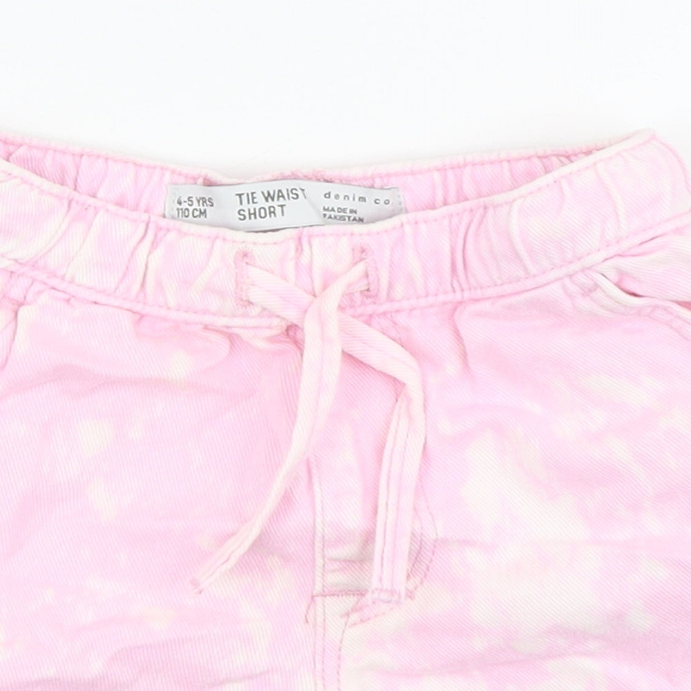 Denim & Co. Girls Pink Cotton Sweat Shorts Size 3-4 Years Regular Drawstring