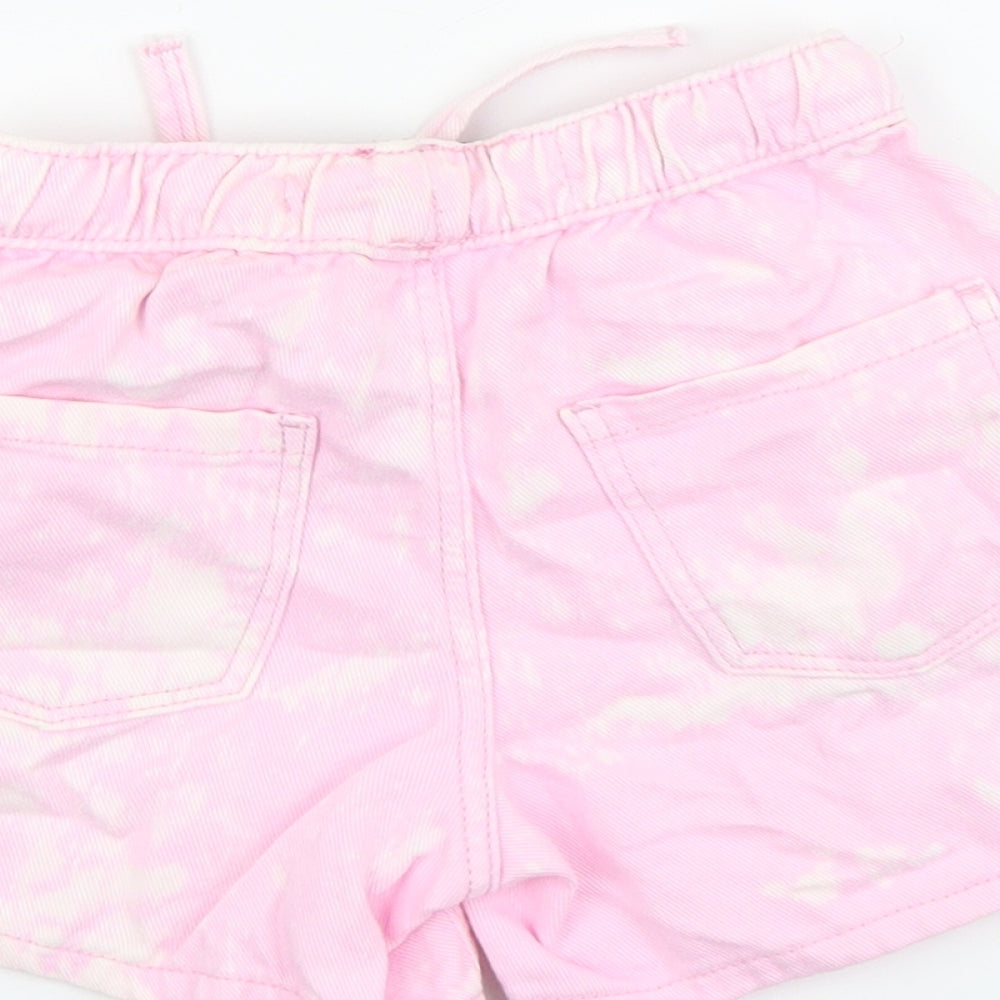 Denim & Co. Girls Pink Cotton Sweat Shorts Size 3-4 Years Regular Drawstring