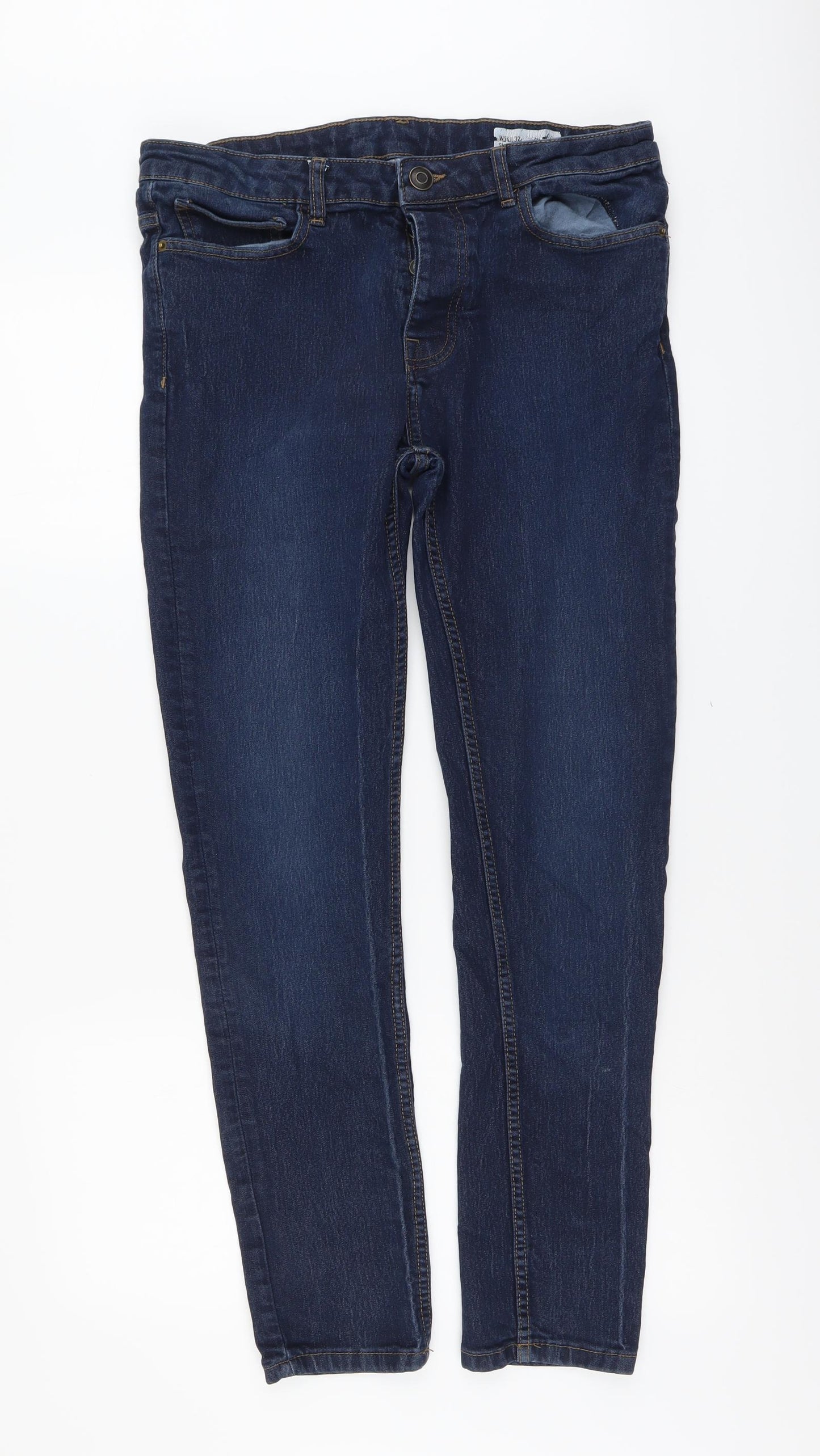 Denim & Co. Mens Blue Cotton Skinny Jeans Size 34 in L32 in Regular Button