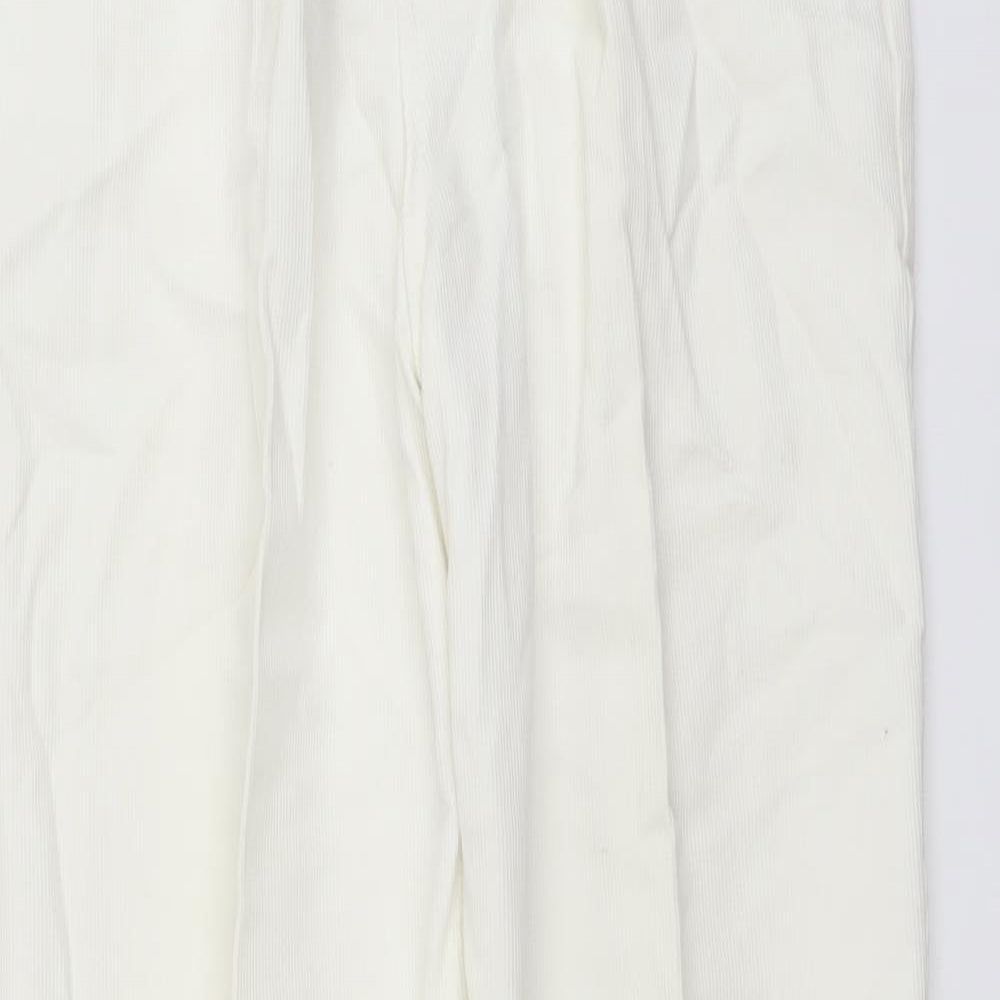 Marks and Spencer Womens Ivory Cotton Trousers Size 14 L31 in Regular Button