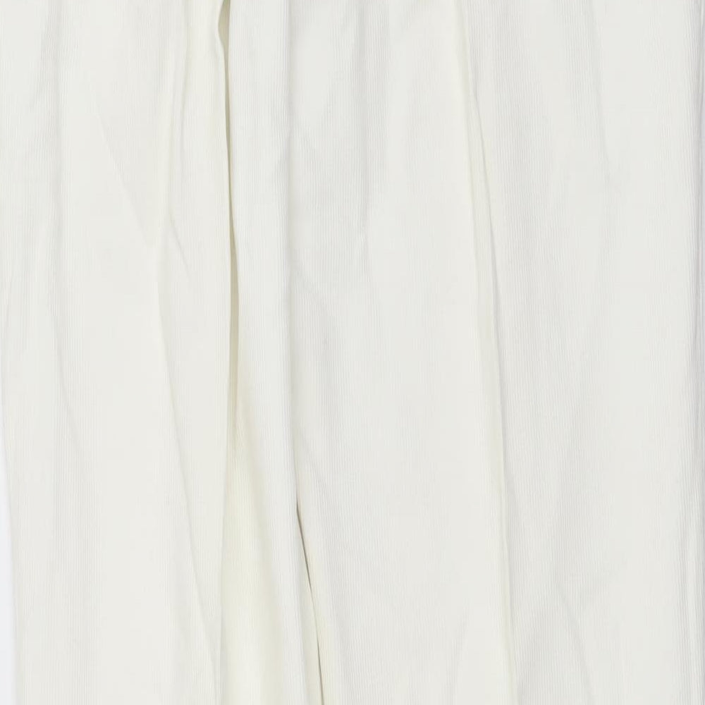 Marks and Spencer Womens Ivory Cotton Trousers Size 14 L31 in Regular Button