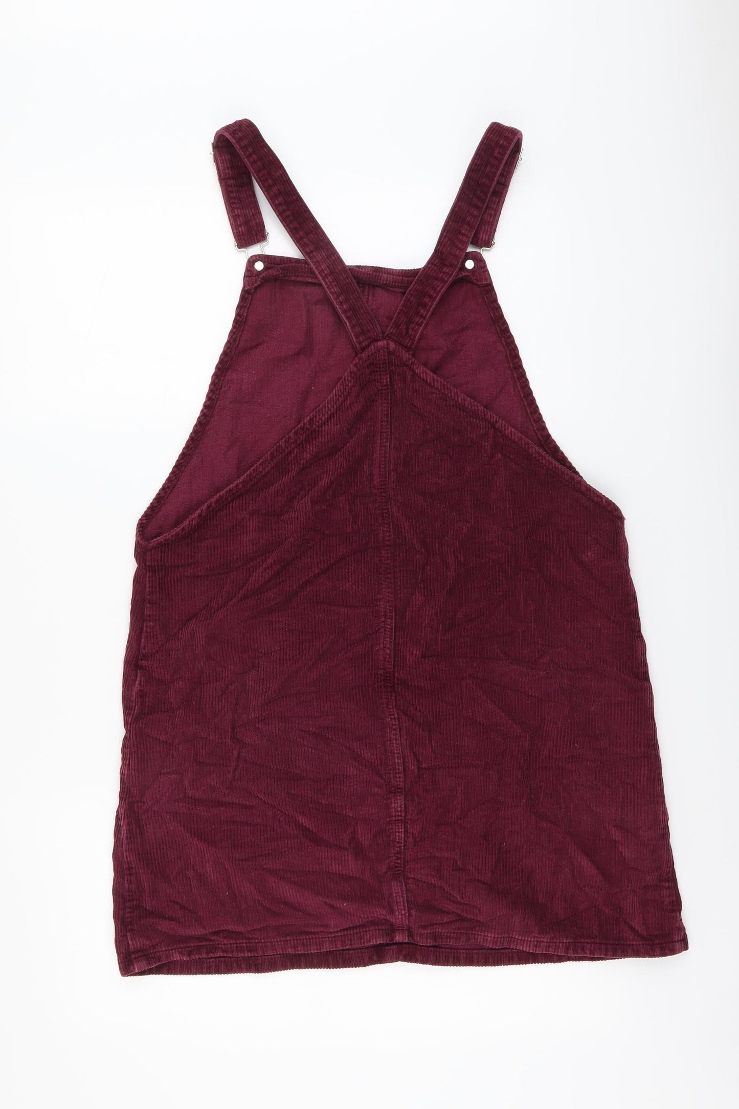 Topshop Womens Purple Cotton Pinafore/Dungaree Dress Size 14 Square Neck Buckle