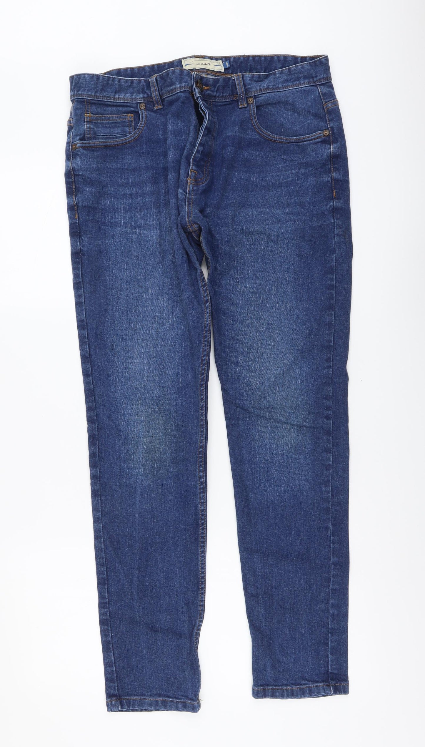 NEXT Mens Blue Cotton Skinny Jeans Size 34 in L30 in Regular Button