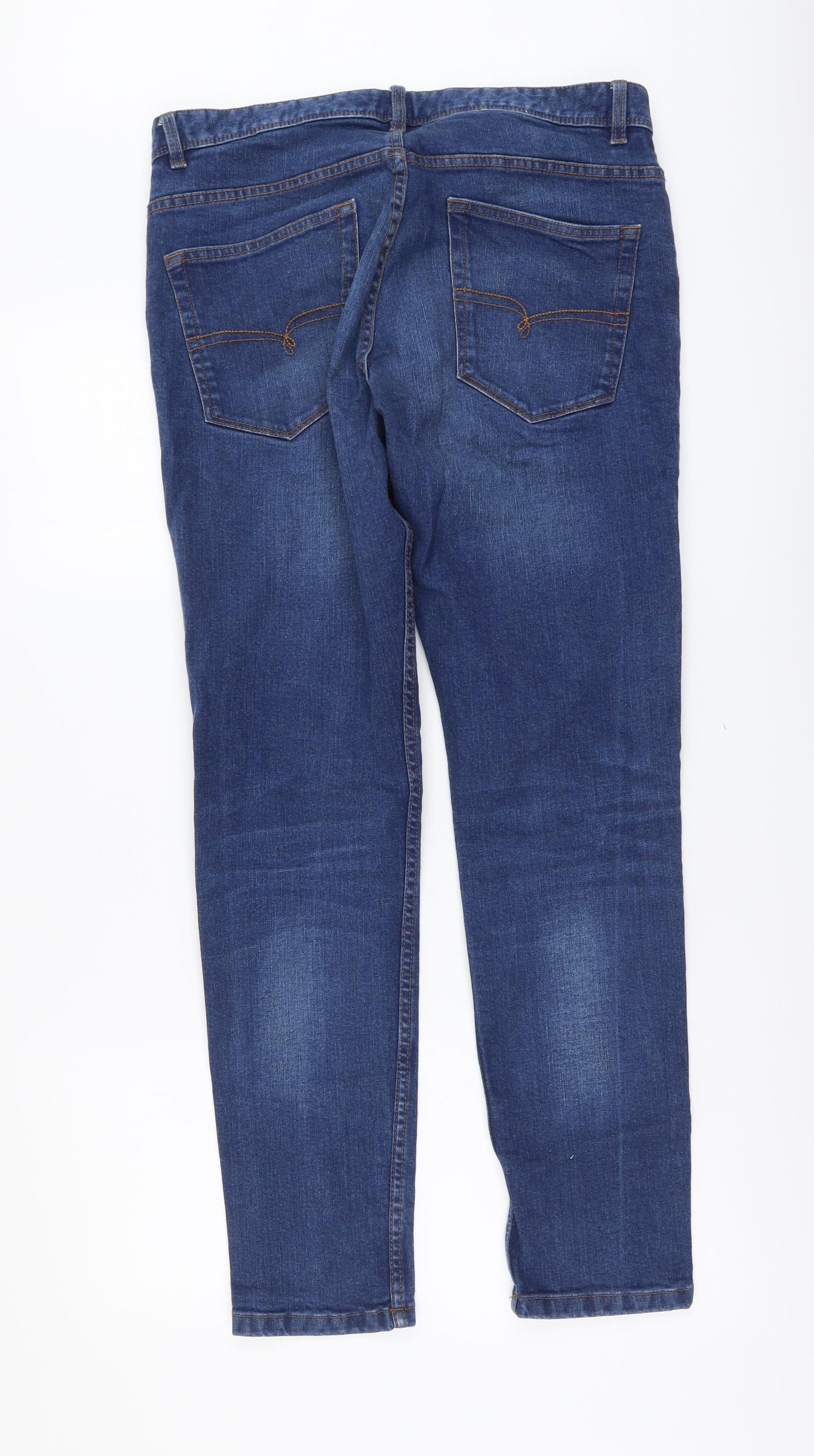 NEXT Mens Blue Cotton Skinny Jeans Size 34 in L30 in Regular Button