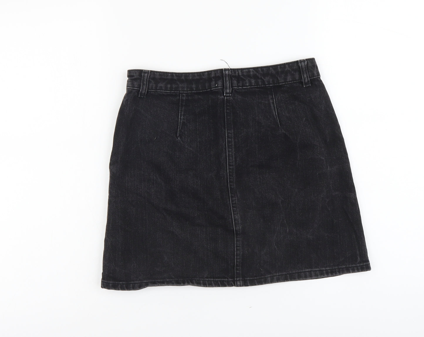 Miss Selfridge Womens Grey Cotton Straight & Pencil Skirt Size 8 Button