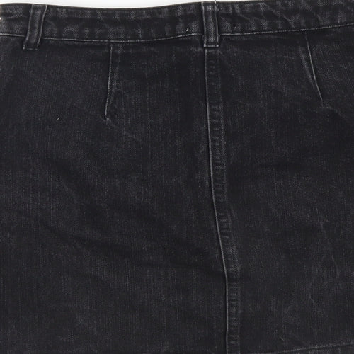Miss Selfridge Womens Grey Cotton Straight & Pencil Skirt Size 8 Button