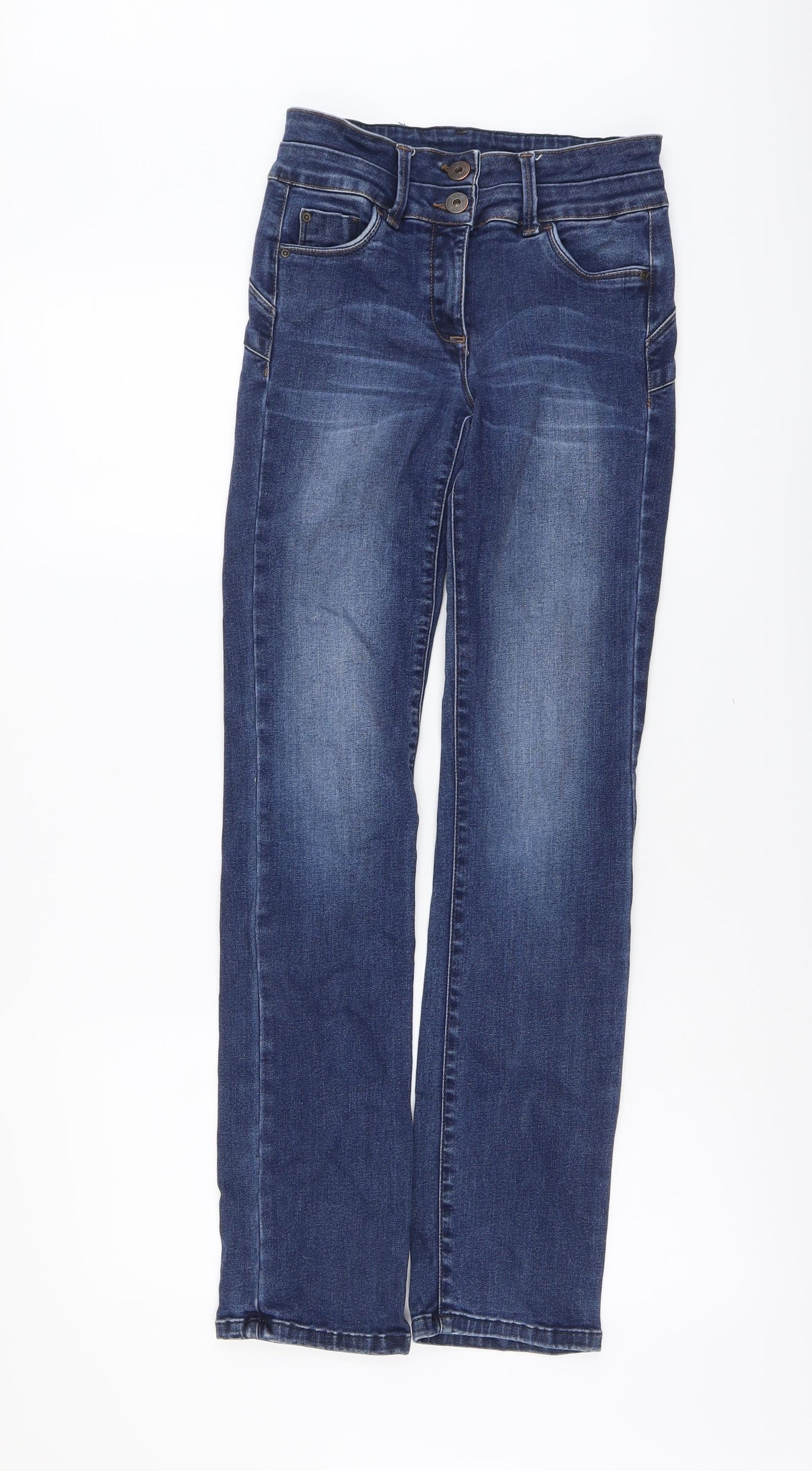 NEXT Womens Blue Cotton Straight Jeans Size 8 L30 in Regular Button