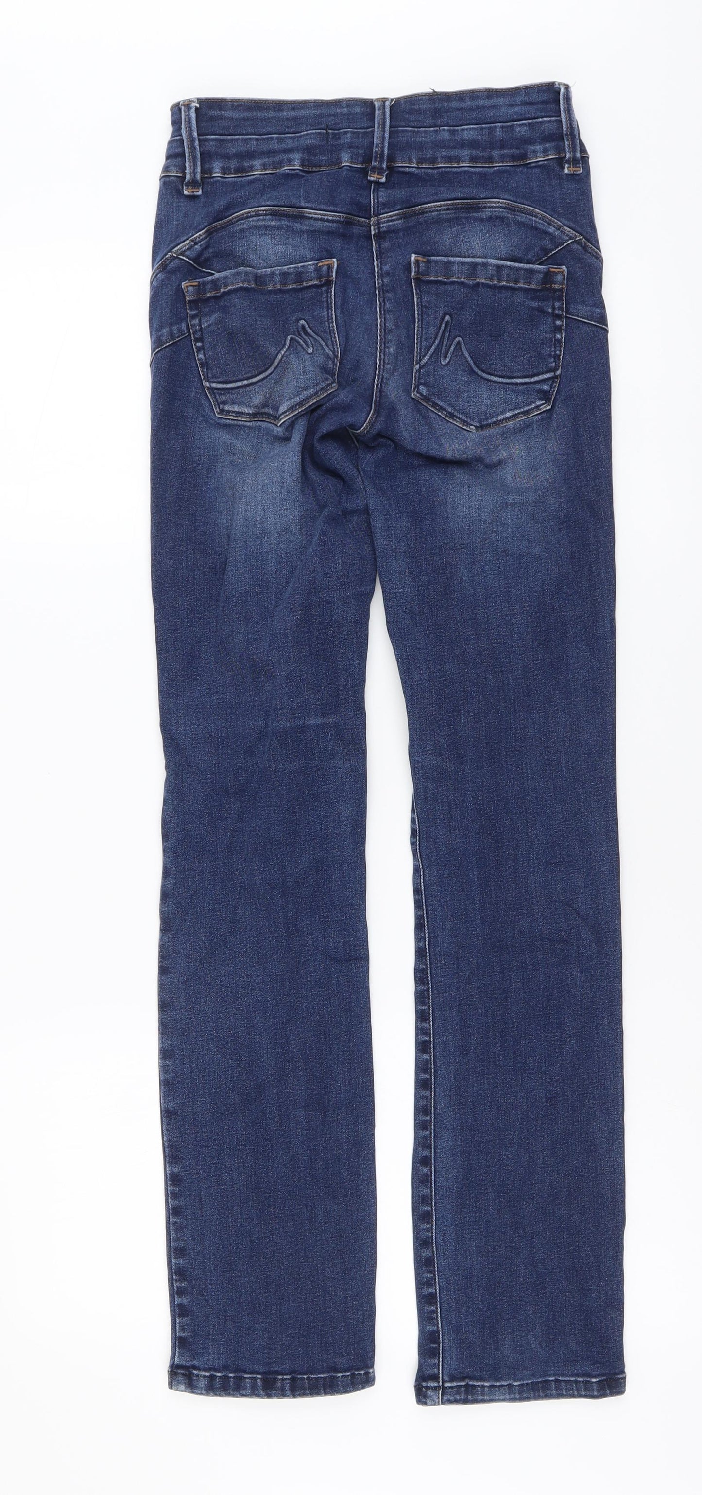 NEXT Womens Blue Cotton Straight Jeans Size 8 L30 in Regular Button