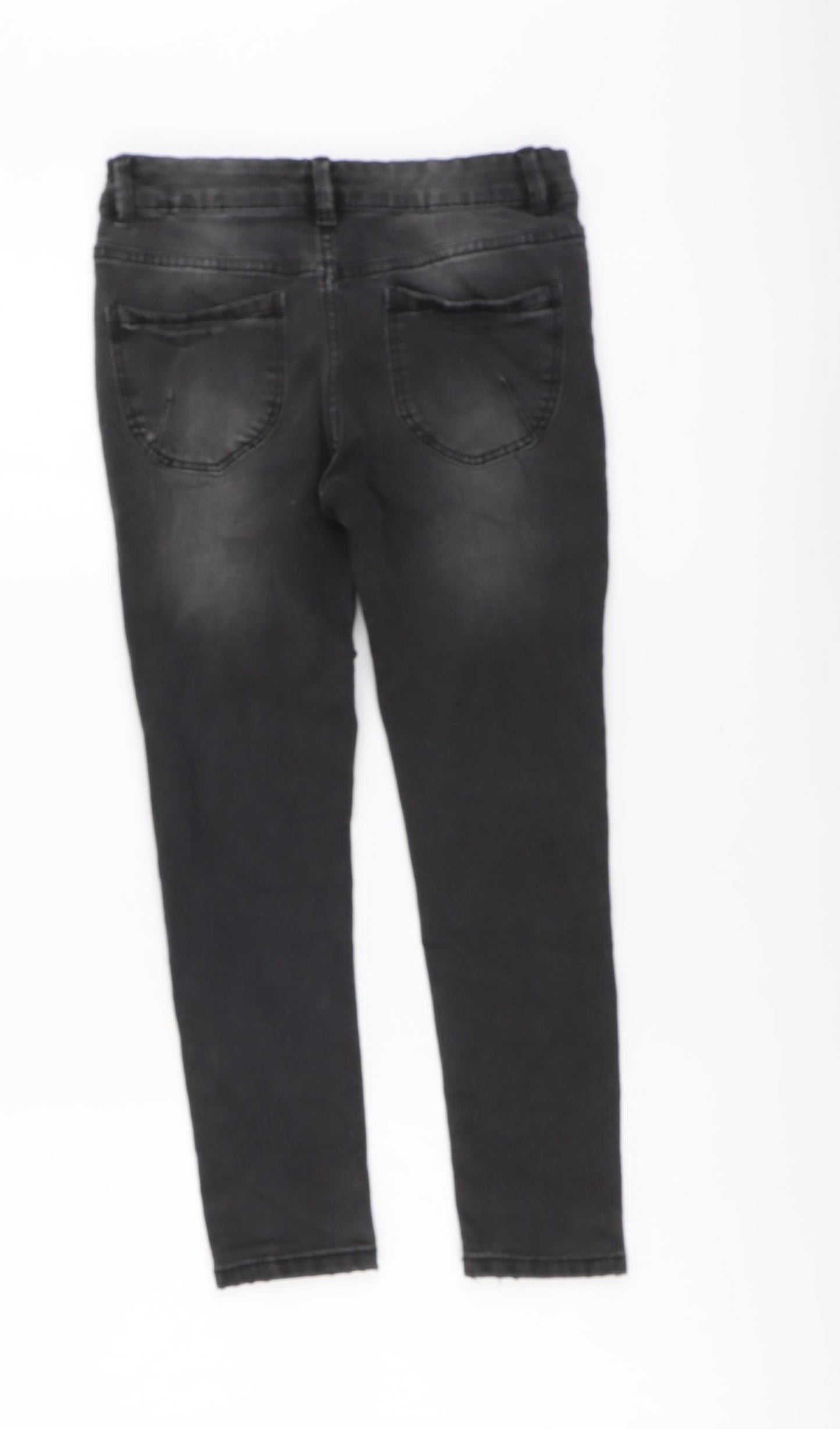George Girls Grey Cotton Straight Jeans Size 8-9 Years Regular Button
