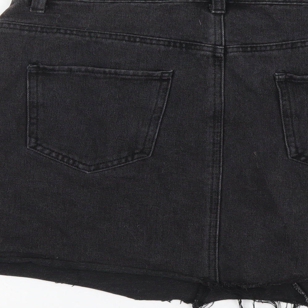 Denim & Co. Womens Grey Cotton Mini Skirt Size 14 Button