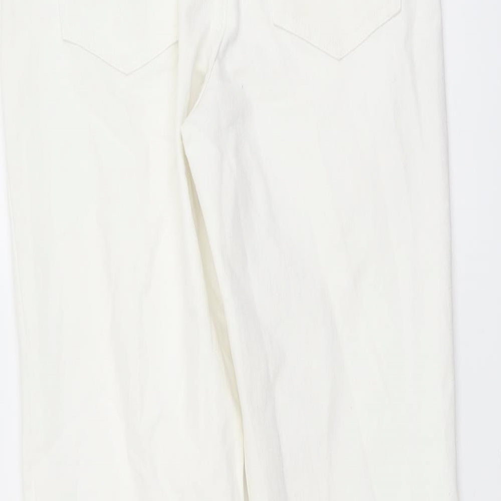 NEXT Womens White Cotton Straight Jeans Size 8 L28 in Regular Button