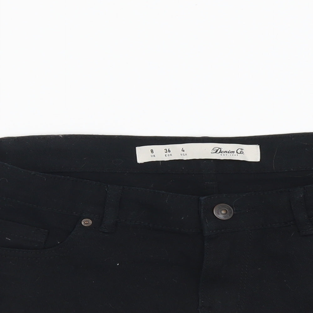 Denim & Co. Womens Black Cotton Hot Pants Shorts Size 8 L3 in Regular Button