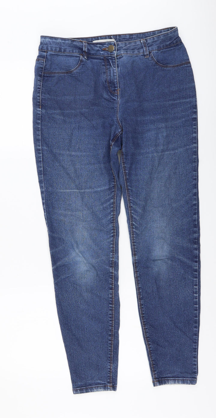 Papaya Womens Blue Cotton Skinny Jeans Size 10 L27 in Regular Button