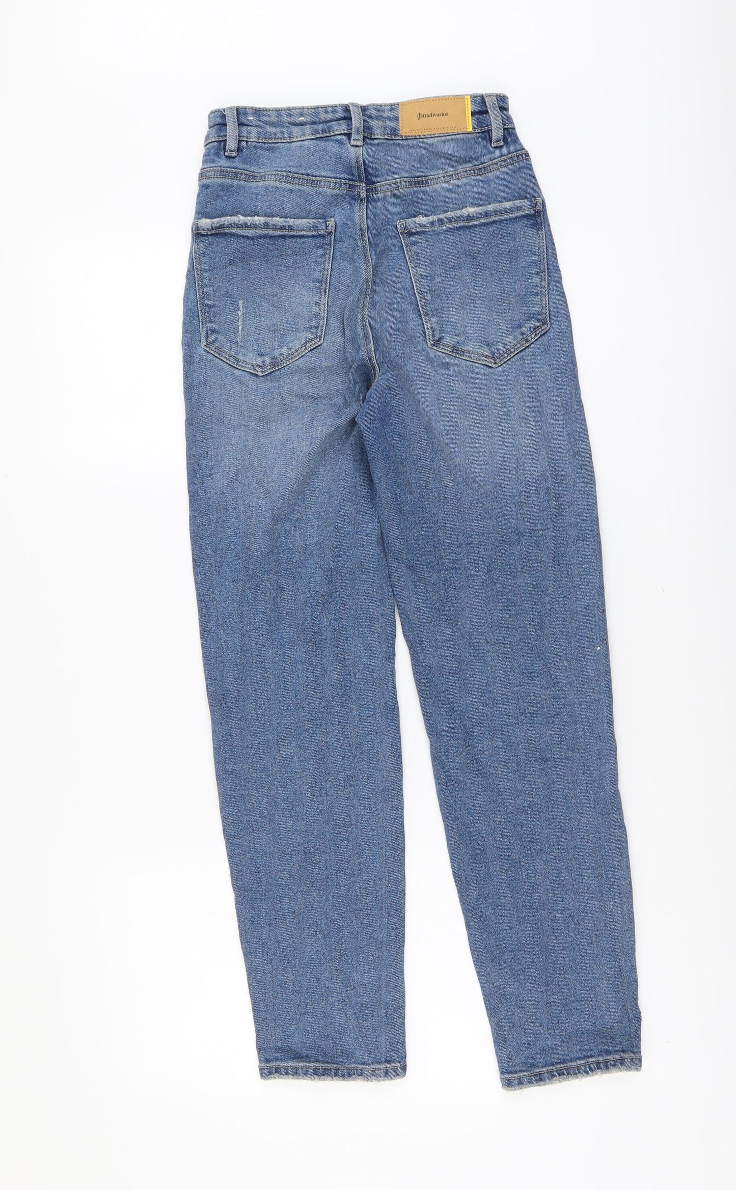 Stradivarius Womens Blue Cotton Mom Jeans Size 6 L27 in Regular Button